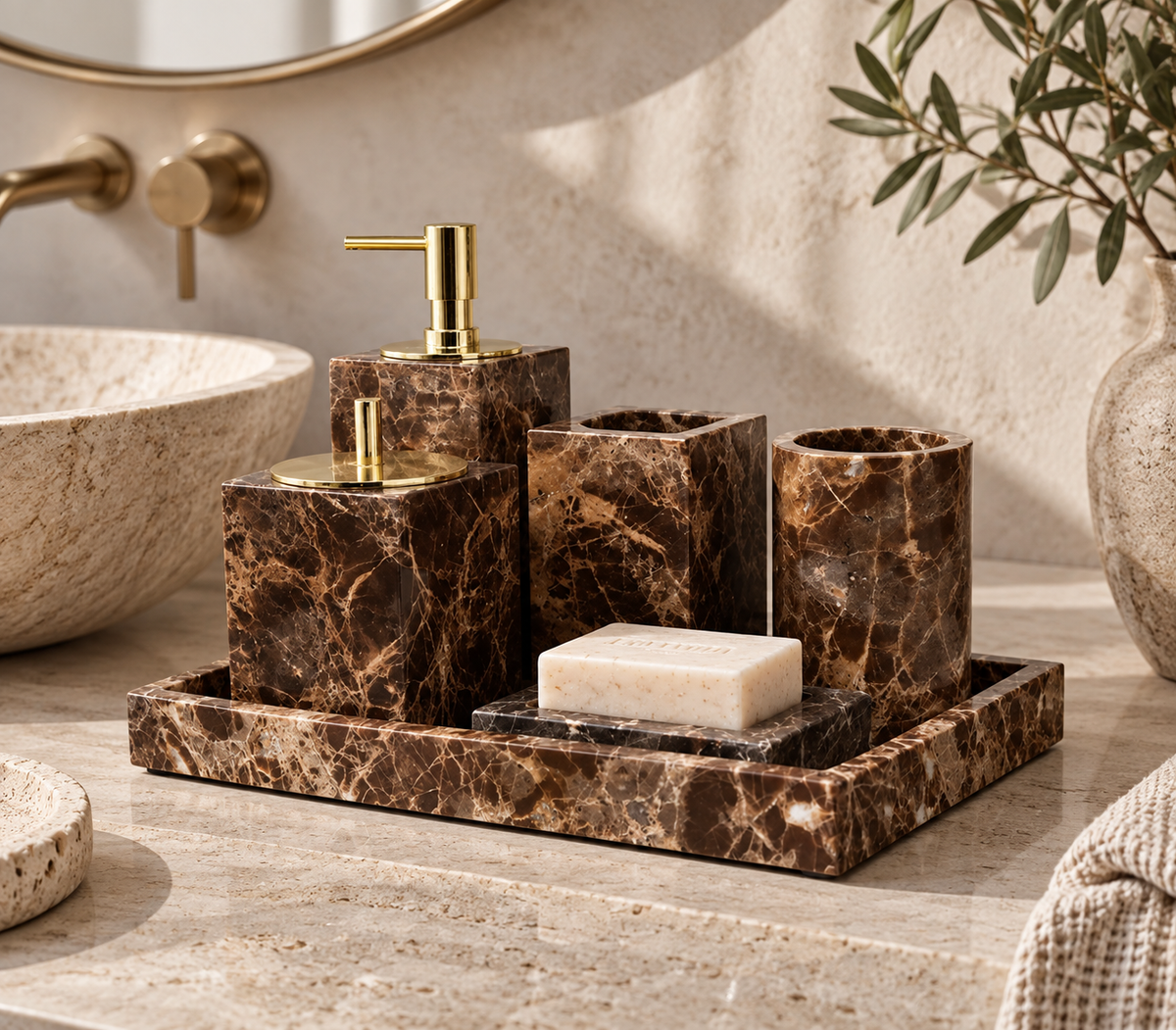 Emperador Marble Vanity Set