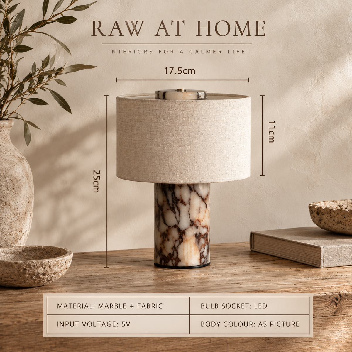 Marble Base Cordless Table Lamp