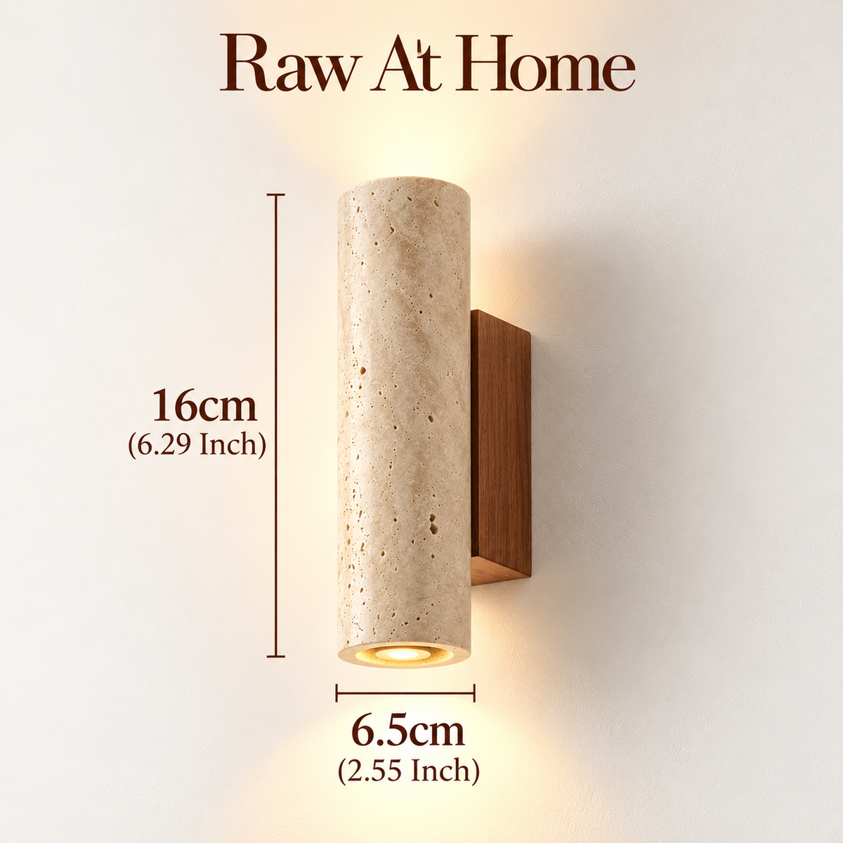Travertine & Timber Wall Sconce