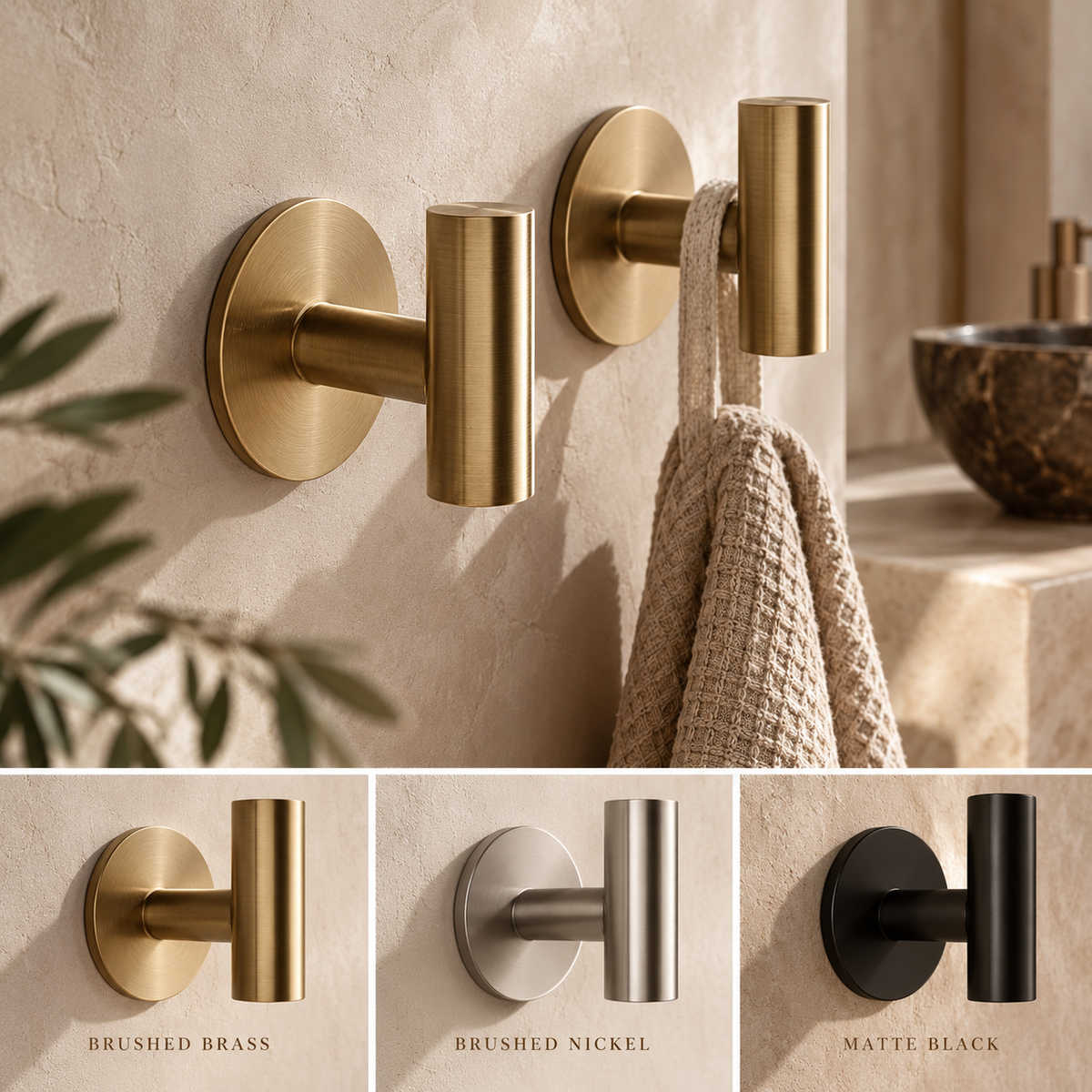 Elegant Wall Hook – Stainless Steel in Gold, Black or Silver