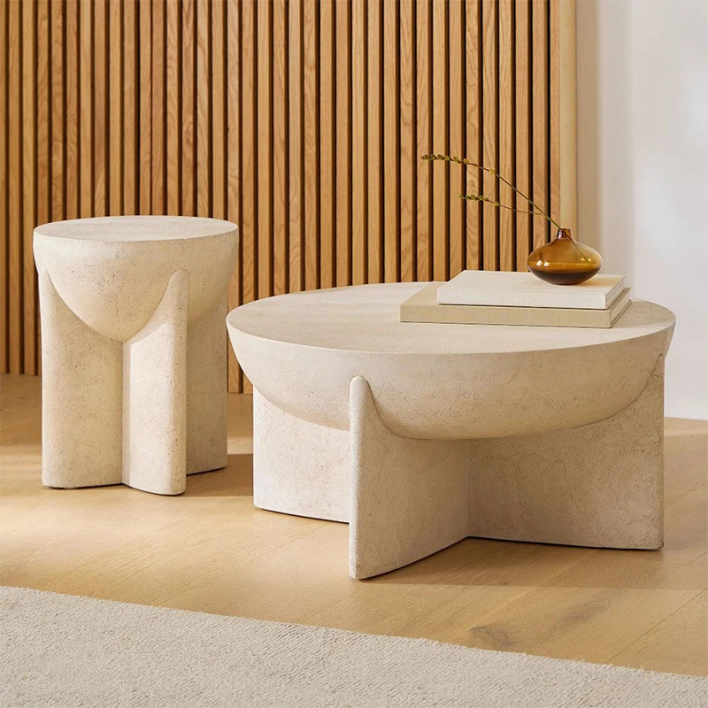 Luna Cream Designer Round Coffee & Side Table